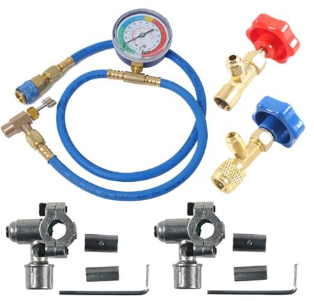 Kit de recarga de AC AC - Kit de recarga AC Pro R134a, R -134A Kit de recarga de refrigerante | Herramientas precisas de reparación de cables de automóviles, detección de fugas, mantenimiento del sist