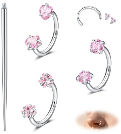 MODRSA 18G Hufeisen Nasenpiercing, 8mm Edelstahl CZ Nasenring Piercing Innengewinde Nostril Nasenring Silber Gold Septum Ring für Damen Herren