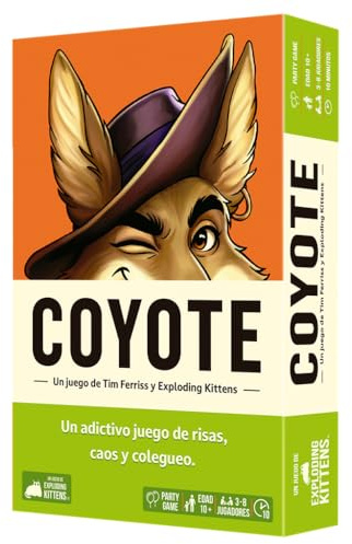 Exploding Kittens Coyote, Kartenspiel, Party Game, ab 10 Jahren, für 3 bis 8 Spieler, 10 Minuten pro Spiel, Spanisch