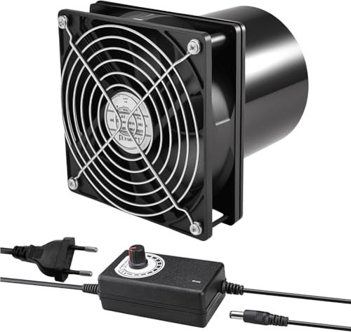 Aoreun Rohrventilator 100mm, Abluftventilator Rohrlüfter DC 12V mit Geschwindigkeitsregler, Rohrventilator Leise für Küchen, WC, Garage, Gewächshaus, Luftzirkulation
