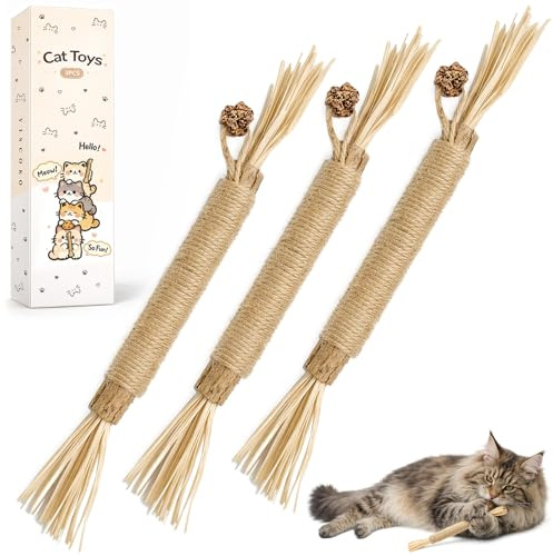YISCOKO 3 StückKatzen Kauhölzer, Katzenminze-Spielzeug für Katzen, ideal für Wohnungskatzen zum Kauen und Stressabbau. EIN tolles Weihnachts- oder Geburtstagsgeschenk für Ihr Haustier.