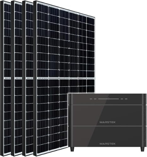 Balkonkraftwerk 2000W mit Speicher Marstek Venus A 4240Wh, 4x500W Black Frame Glas-Glas Solarmodule mit 4,24kWh Solarspeicher, Solaranlage Photovoltaik für Dach Haus Balkon