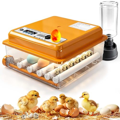 Bestash Brutautomat Vollautomatisch,Inkubator Hühne mit Automatische Wasserversorgung & Eierwender & Eierdurchleuchter, Temperatur Feuchtigkeitskontrolle & Haftnotizen