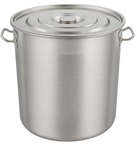 Pentola in acciaio inox da 50 l, grande pentola da 40 cm, con coperchio e manici stabili, pentola per zuppe, per gastronomia, pentola in acciaio inox di alta qualità per stufare, arrostire e mantenere