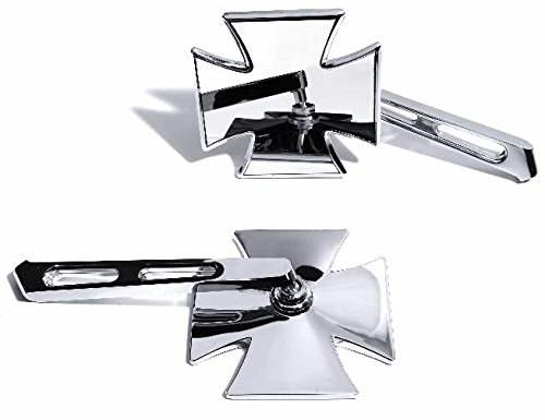 Motorrad Chopper Spiegel Set Eisernes Kreuz chrom 10 x10 cm