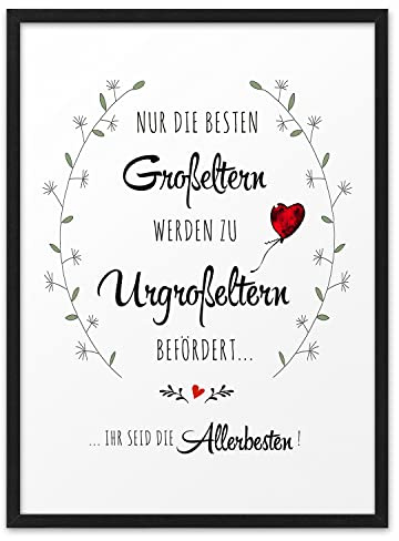 BESTE GROSSELTERN URGROSSELTERN | ABOUKI Kunstdruck | Geschenk Werdende Großeltern Eltern Geschenke für Eltern Taufe Geburt Oma Opa Danke Großeltern Poster Bild | Optional Personalisiert