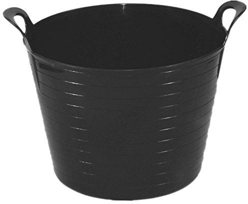 Srendi® 2 x Black 42 Litre Large Flexi Tub Garden Home Flexible Colour Rubber Storage Container Bucket Polyethylene Flex Tub - Made in U.K.
