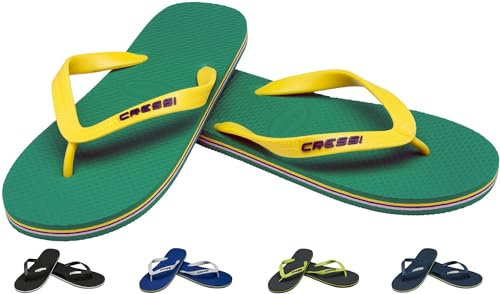 CRESSI Beach Flip Flops Green/Yellow 39/40 EU - Tongs de Plage et de Piscine pour Adultes Unisexe, Vert/Jaune, 39/40 EU