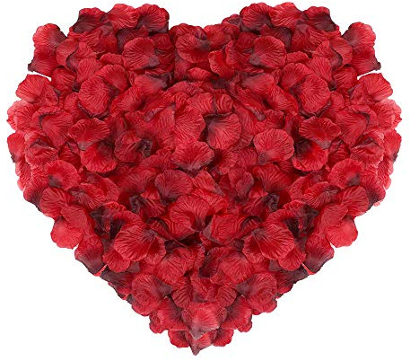 Naler 2000 Pétalos de Rosa Artificiales Rojos para Decoración | Pétalos de Flores de Seda, Decoración Romántica para Bodas, San Valentín, Propuestas de Matrimonio y Fiestas Románticas