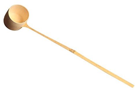Sgerste durable Water Dipper Louche d'eau avec long manche Fournitures de cérémonie du thé japonaise en bambou naturel, 2 tailles Pick – Marron clair, L