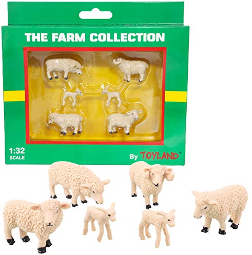 Toyland® Packung mit 6 Tierfiguren im Maßstab 1:32 für Schafe und Lämmer - The Farm Collection - Sammelbare Tierfiguren