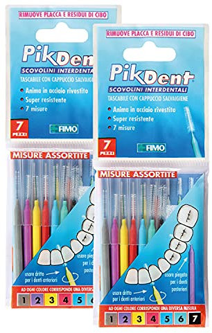 Pikdent Scovolini Interdentali - Prova e Trova la tua Misura - 2 Buste da 7 scovolini assortiti - Lo Stuzzicolino