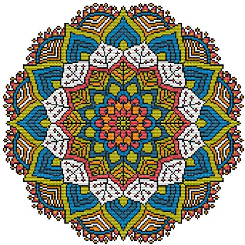 Abillyn Stickerei-Kreuzstich-Set, Mandala-Blume, gestempelt mit gedrucktem Muster, Starter-Set (Mandala 1)