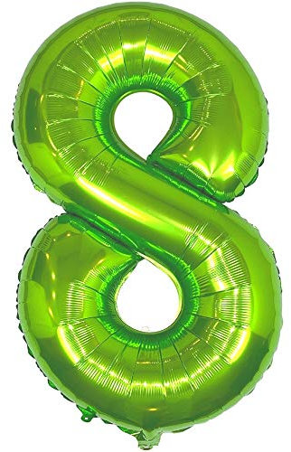 DIWULI Luftballon 8 Geburtstag XXL Grün - Zahl 8 Ballon