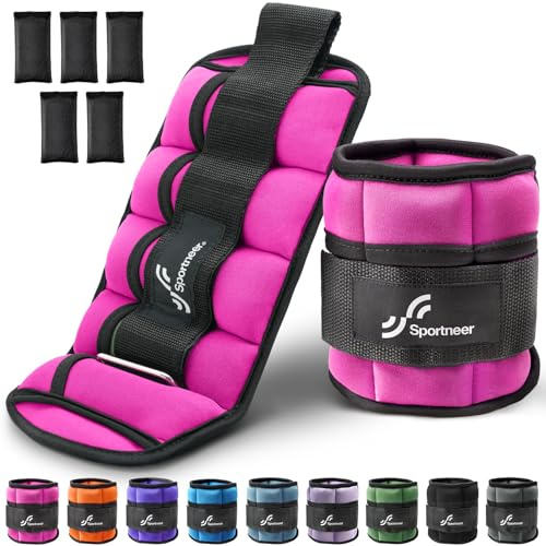 Sportneer Gewichtsmanschetten, Verstellbares Fußgelenkgewichte Set, Fuß | Handgelenkgewicht Manschetten, 0,45kg-1,6kg (pro Knöchel)/0,9-3,2kg(pro Paar), ein Paar