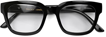 LONDON MOLE Tricky Rechteckige Lesebrille | Coole Leser | Stilvolle Brille für Herren Damen Unisex | Federscharniere | Schwarz Glänzend | +1,5 Vergrößerung