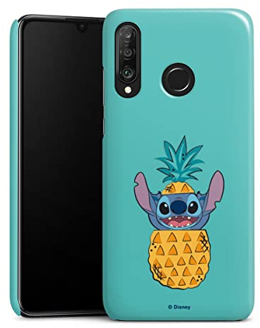 Premium Case kompatibel mit Huawei P30 Lite New Edition Smartphone Handyhülle Schutzhülle glänzend Disney Lilo & Stitch Ananas