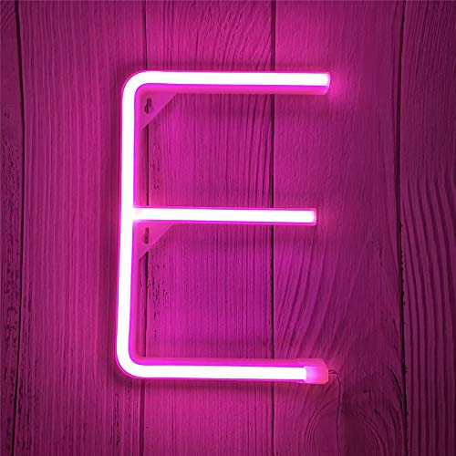 ENUOLI LED Neon Buchstaben Lichter Rosa Neonschild Leuchten Buchstaben Neonschild Batterie/USB Beleuchtete Buchstaben Neon Nachtlicht Dekor für Kinderzimmer,Hochzeit,Weihnachten,Valentinstag(E)