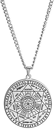 TEAMER Collana 7 Arcangeli Ciondolo in acciaio inossidabile Sigil Talisman Amuleto Medaglia Gioielli per Donna Uomo (D'ARGENTO)