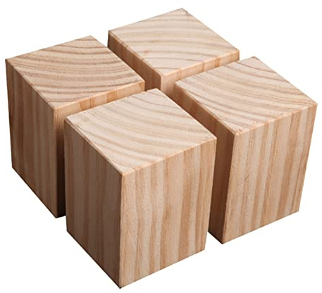Pieds De Meuble en Bois, Jambes De Canapé Carrés, Pieds De Support D'armoire, Jambes Surélevés Pour Lits, Tables Basses, Chaises, 200kg, Pieds De Table Durables, 5x5x5cm,7x7x10cm/2.8*2.8*4in