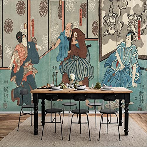 MUMUWUSG 3D Non-Woven Wallpaper Japan Coloring Kimono Person Panoramic Murals Wall Decoration 3D Wallpaper Living Room The Wall for Bedroom Living Room Corridor Wall Poster 460X280Cm