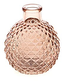 Vase Verre Boule EMBOSSÉ 8X9.5CM Vieux Rose