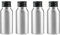 ZEOABSY 4 Piezas Vacías 50 ml Botella de Aluminio Plata con Tapón Rosca de Aluminio Negro Envase Cosmético Metálico para Champú, Loción Gel Aceite Esencial Hoteles Viaje