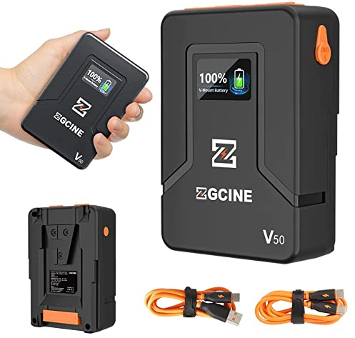 Mini Micro V Mount Battery, ZGCINE ZG-V50 50Wh 14.8V 3400mAh VMount Battery Support PD USB-C Charger with D-TAP BP USB-C USB-A Output for BMPCC 4K 6K Pro, ZCAM, Canon EOS R5C, Sony FX3