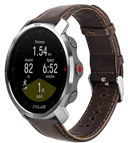 Strap-it Lederarmband - Kompatibel mit Polar Grit X, Vantage M2, V3, X Pro - Modernes, Unisex Armband - 22 Millimeter, Dunkelbraun - Sportliches Design