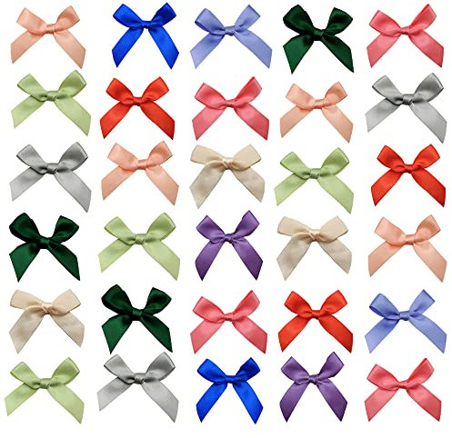Tucireat Satinband Schleifen 100 Stück Kleine Satinband Mini Satinband Schleifen Klein Satin Band Schleife Farbe Mini Band Bowtie Schleifen Selbstklebend Dekoration Kartenherstellung Verzierungen