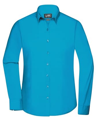 James & Nicholson Damenbluse Poplin Langarm - Taillierte Bluse in pflegeleichtem Materialmix