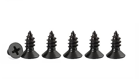 M4 Phillips Flat Head Self Tapping Screws,100 pcs Black M4 x 8mm Carbon Steel Wood Screws DIY Woodworking Screws with Box (M4 X 8mm 100 PCS)