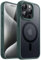 JETech Magnetic Case for iPhone 15 Pro 6.1-Inch Compatible with MagSafe, Translucent Matte Back Slim Shockproof Phone Cover (Dark Green)