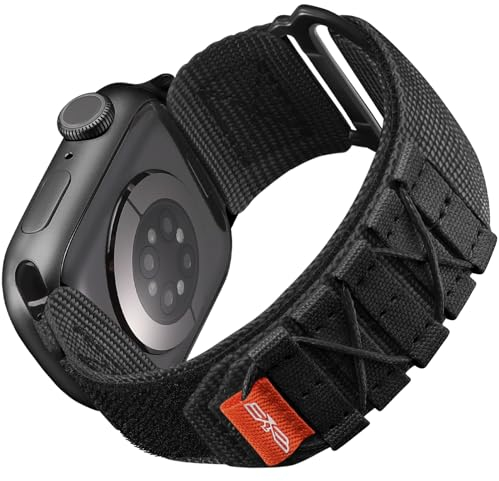 Bandletic Kompatibel mit Apple Watch Armband 41mm 40mm 38mm, Sportarmband Nylon Geflochtenes Loop Band für iWatch SE/Series 9 8 7 6 5 4 3 2 1, S-Schwarz