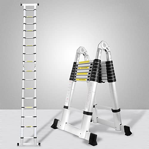 Joparri Aluminium Teleskopleiter mit Klappbar Design- JZ250D Teleskop Ausziehleiter - -2,5M+2,5M Faltbar Stehleiter - Rutschfester Aluminiumleiter Aluleiter (5 Meter)