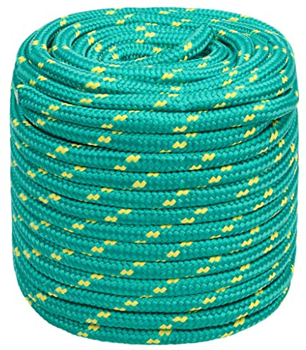 vidaXL Bootsseil Ankerleine Festmacher Tauwerk PP Leine Seil Tau Polypropylenseil Geflochten Flechtleine Grün 18mm 100m Polypropylen
