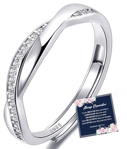 RANKEEF 925 Silberring Damen Immer Verbunden Verstellbare Silber Frauen Ring Verlobungsringe Für Damen Und Mädchen Mit Inspirierender Karte
