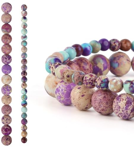 lahnao 103-107 Stück Naturstein Perlen, 4/8 mm Edelsteine zum Auffädeln, Steinperlen für Armbänder, Edelsteinperlen mit Loch für Armbänder, Ketten und Schmuck