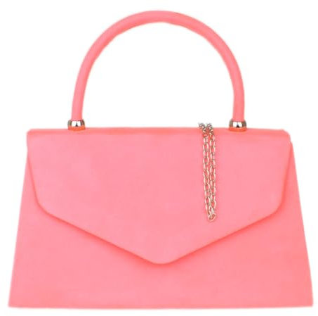 Girly Handbags Bolso de mano para mujer con asa superior de ante sintético fucsia neón