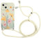 Foonary Coque pour Apple iPhone 13 6,1 avec Cordon, Cute Aesthetic Motif Réglable Collier Housse, Souple Silicone Antichoc Anti-Rayures étui avec Corde Lanyard Bumper Protection Case, Fleur 01