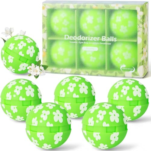 Scent-Hi Deodoranti per Scarpe, Armadietto, Borsa da Palestra, Confezione da 6 Palline Deodoranti da Ginnastica Ottimo Anche per Casa, Ufficio, Fresca Fragranza di Gelsomino