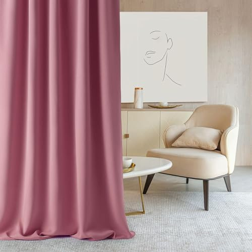 ROOM99 Vorhang mit Kräuselband Aura 140 x 300 cm Breite x Höhe Schiebegardinen Modern Curtain Wohnzimmer Schlafzimmer Rosa, 1 Stück