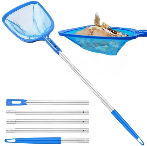 Kukigo Pool Skimmer Net - Hot Tubs Leaf Net Swimming Cleaning Pool Skimmer with Pole Catching Floating Leaves Insects Fish Net for Garden Cleaning Pools (152cm/60inch)