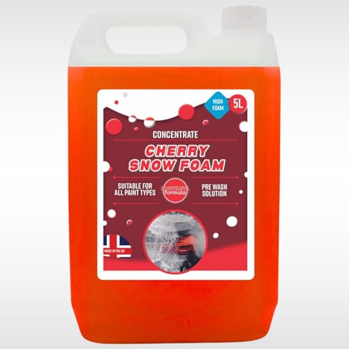 Dunnet Tools 5L Car Shampoo Snow Foam Cherry Scented Automotive Cleaning Products Snow Foam Car Shampoo for Pressure Washers Perfect for Cleaning Detailing Cars Vans Motorbikes Caravans