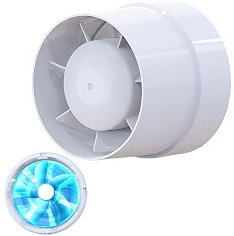 BRISKORE Ventilatore a canale 100 mm in linea, 107 m³/h, di alta qualità, silenzioso, scarico fumo, ventola silenziosa, 100 mm, per bagno, WC, cucina, serra, garage