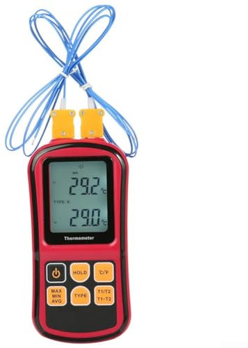 Professionelles digitales Thermoelement-Messgerät mit Zweikanalanzeige und zwei K-Typ-Sonden, geeignet für industrielle Anwendungen