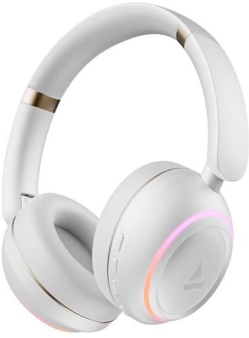 boAt Rockerz 480 W/RGB LEDs, 6 Light Modes, 40Mm Drivers, Beast Mode, 60Hrs Playback, Enx Tech, BT V5.3, Adaptive Fit & Easy Access Controls, Bluetooth Over Ear Headphones(White Sabre)