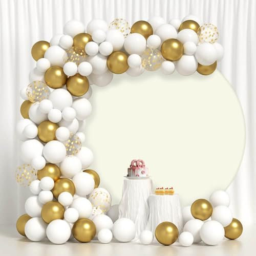 MEHOFOND Runder Hintergrund für Geburtstag, Babyparty, Hochzeit, Party, Dekoration, Hintergrundbanner für Neugeborene, Fotografie, Requisite, 1,8 m, Beige (ohne Ständer)