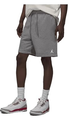 Jordan Brooklyn FV7285-091 - Pantaloncini in pile da uomo (mostrato: Carbon Heather/White, FV7285-091), Mostrato: Carbon Heather/White, M