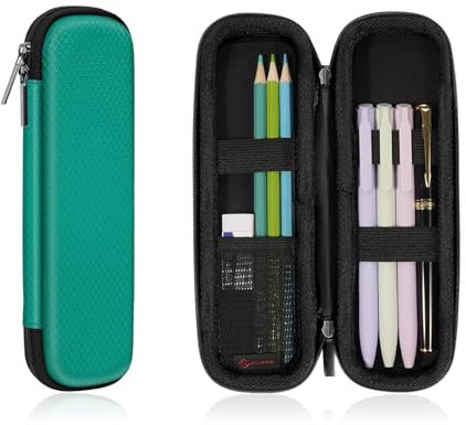 FINPAC Federmäppchen, Federtasche Hart Eva Stift Etui stoßfeste Stiftetasche Mäppchen Schlamperbox Bleistifttasche für Executive Füllfederhalter für Büro Schule (Dunkelgrün, Klein)